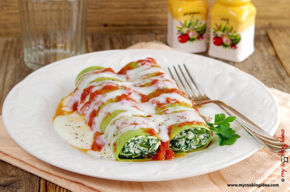 Cannelloni verdi con spinaci, primi piatto vegetariano